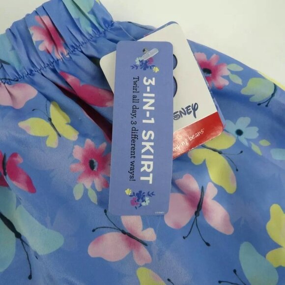 Disney 3-In-1 Skirt Butterflies Flowers Reversible Layers Elastic Waist NWT $60 - Picture 3 of 5